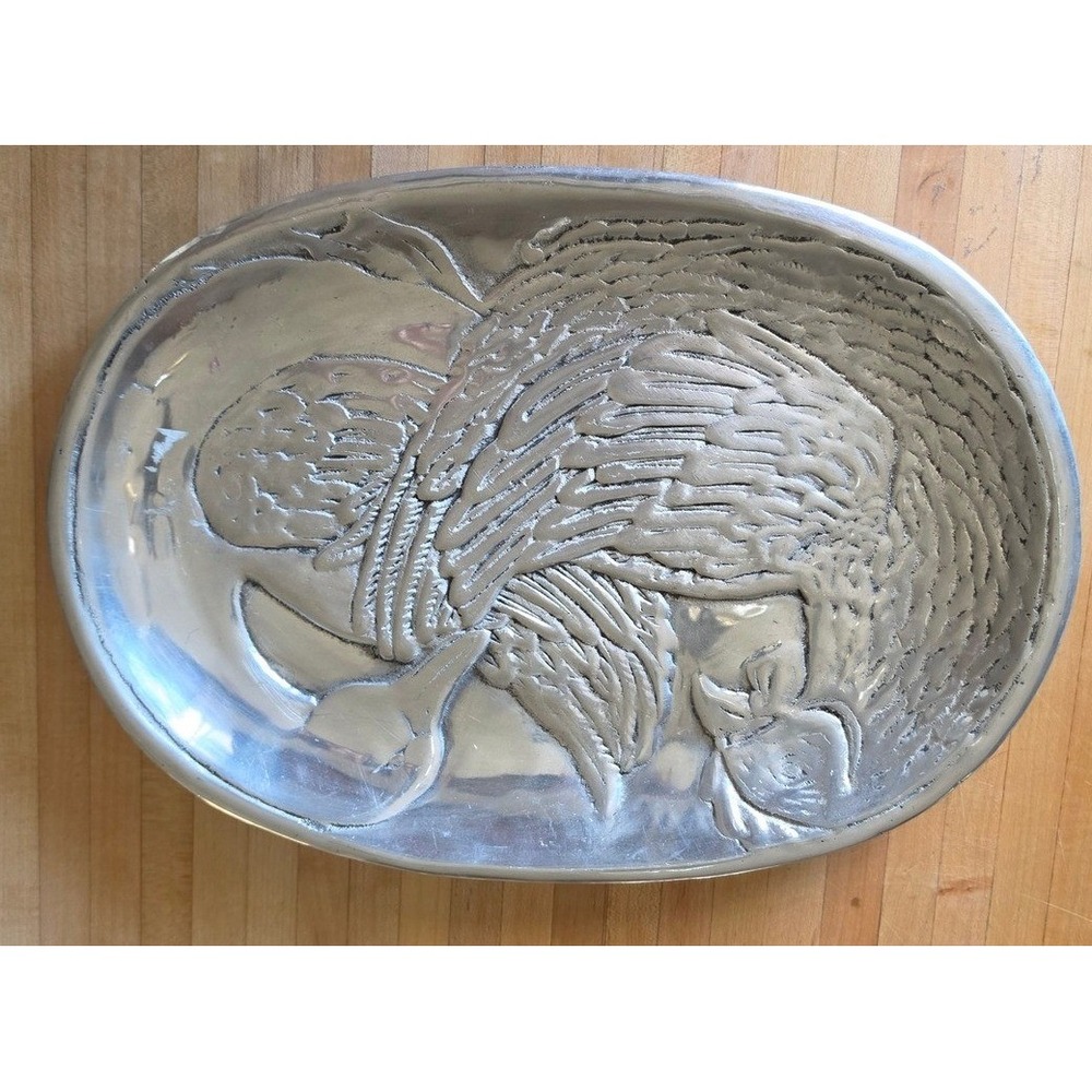 Vtg 1978 Vandor Imports Aluminum Serving Tray Platter Goose duck cottagecore